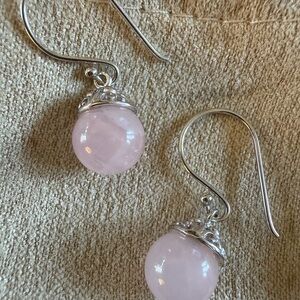 Elegant Rose Quartz and .925 silver Drop Earrings